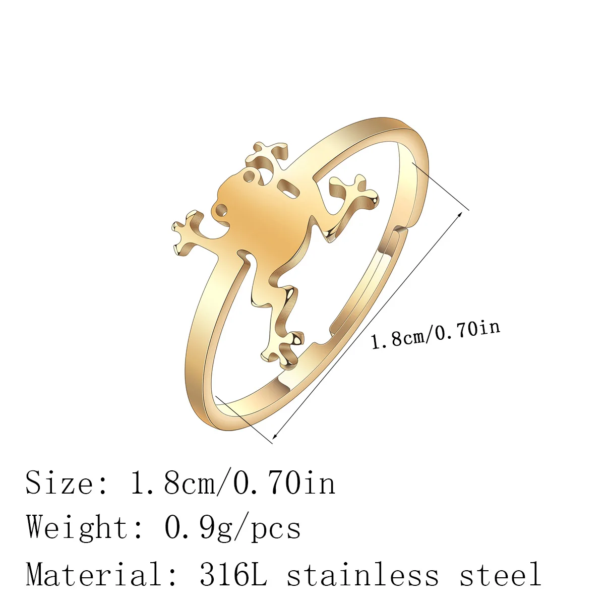 Kinitial Funny Cool Style Stainless Steel Vivid Frog Ring For Women Men Birthday Party Jewelry Gift Trendy view 2