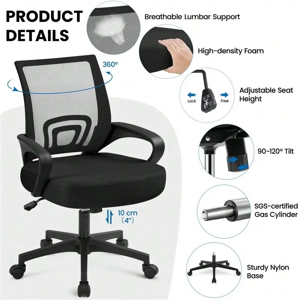 

gaming chair ergonomic chair 1PC Ergonomic Mesh MidBack Office Chair, Height Adjustable Computer Chair With Lumbar Support 360 R