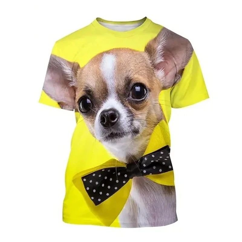 New Chihuahua Dog T-Shirts Cute Animal 3D Print Men's Woman Funny Short Sleeve T Shirt Oversized Harajuku Top Tees Man Clothing