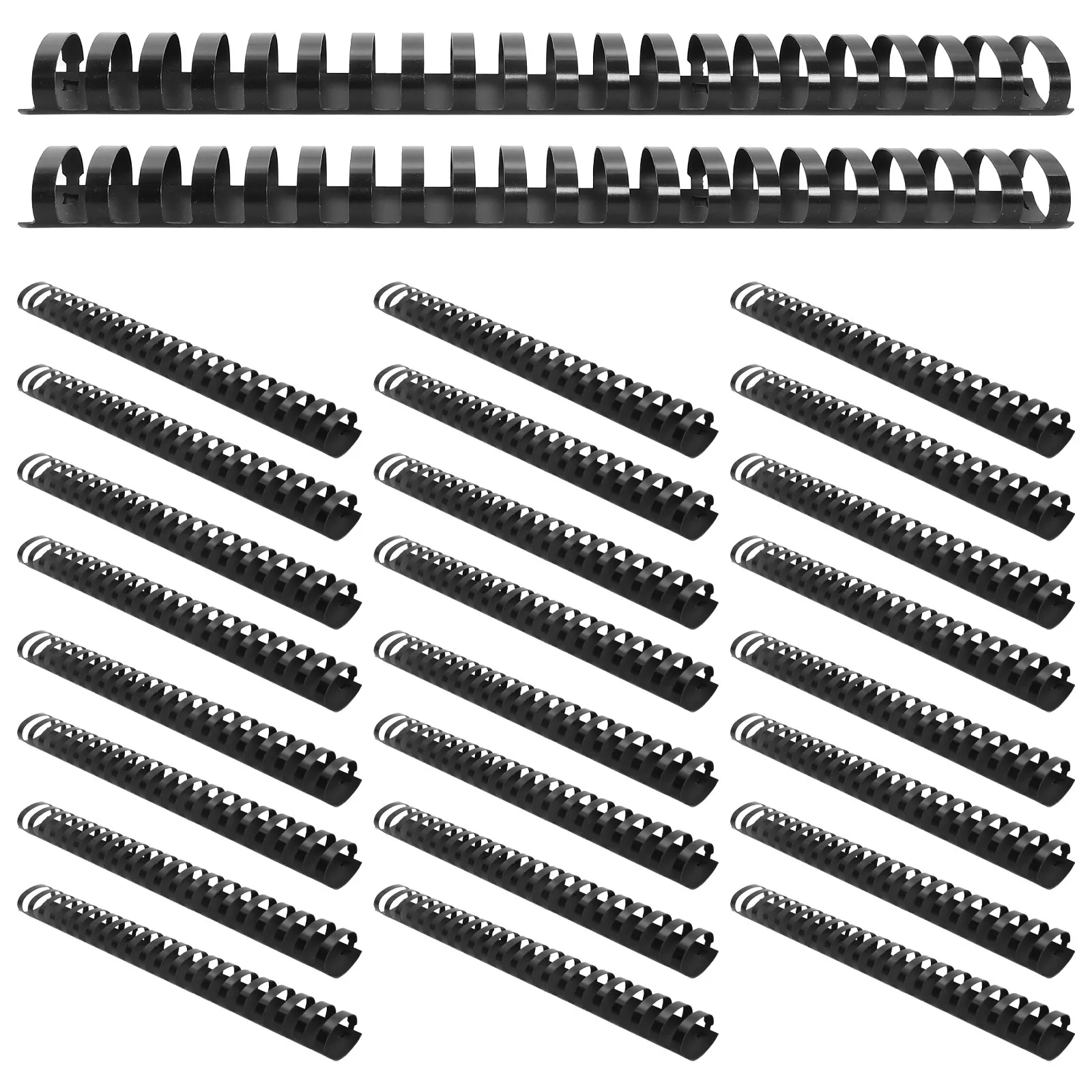50Pcs Black 21 Ring 1.26 Inch 280 Sheet Plastic Binding Combs Capacity Coil Spines Binding Supplies for Reports Book Document
