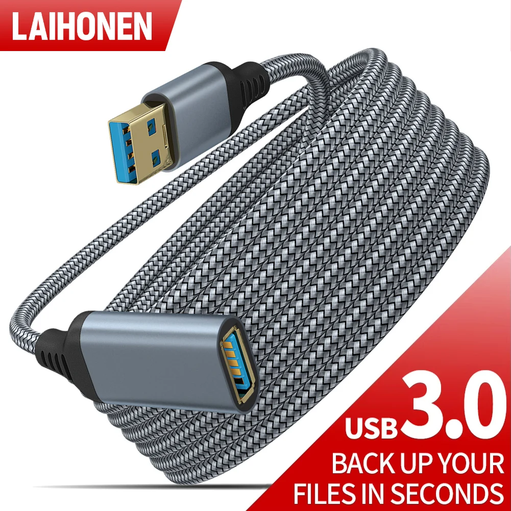 LAIHONEN USB 3.0 câble d'extension femelle à mâle cordon d'extension câble de données de Transmission à grande vitesse pour ordinateur caméra câble TV