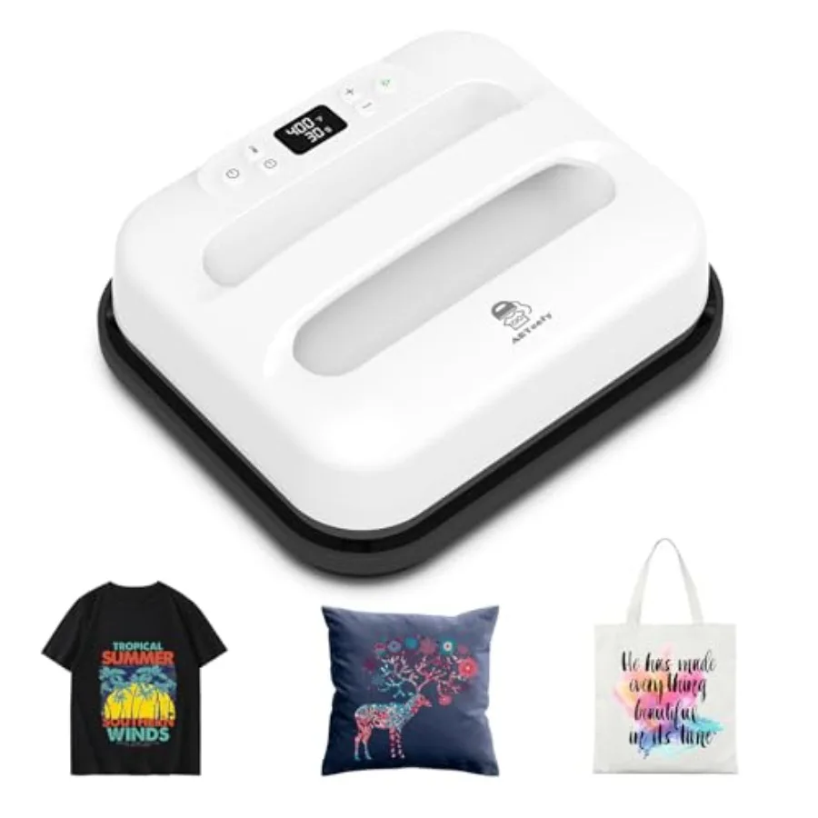 Heat Press Machine 12 x 10, Portable Digital Easy Press for T-Shirts, Sublimation and HTV Vinyl, White with Teflon Sheet - view 2
