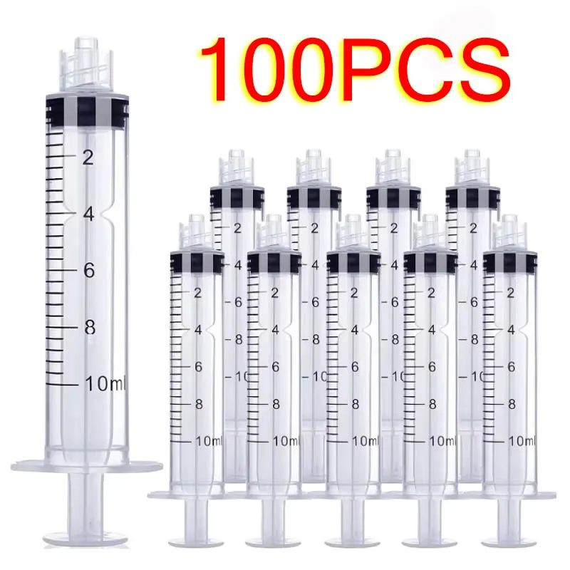 100PCS Sterile 10ml/10cc Luer Lock Syringe Disposable Plastic Glue Dispensing Syringe Individually Wrapped For Lab Use