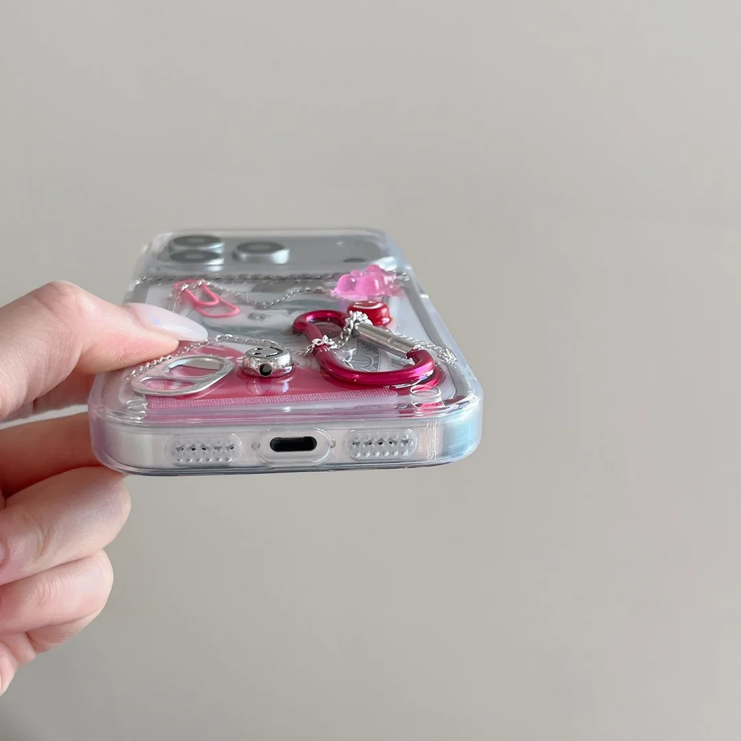Kreative 3D-Kette, Dollar-Ring-Haken, Büroklammern, Handyhülle für iPhone 17, 16, 15, 14, 13, 12, 11, Pro Max, stoßfeste Abdeckung, Geschenke – Detail 9