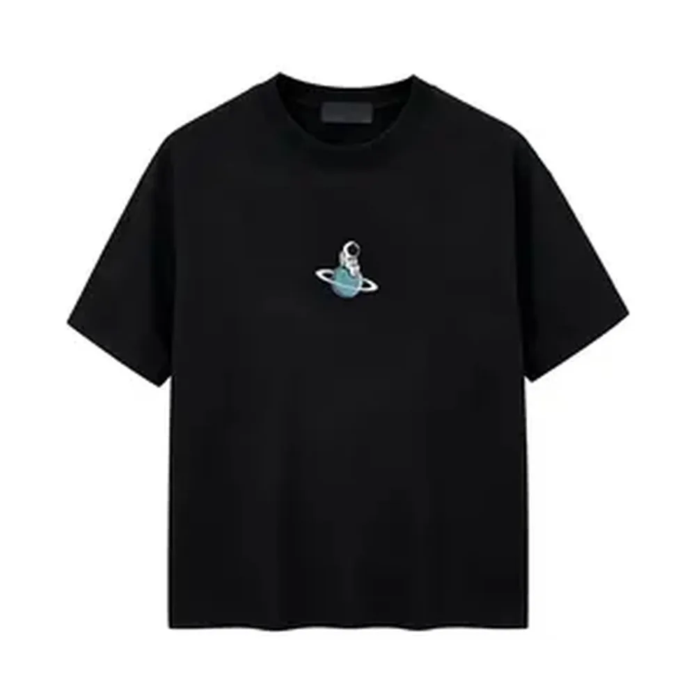 Camiseta Gráfica de Algodón 100% de Alto Gramaje para Hombre, Estampado de Planetas del Sistema Solar, Camiseta Casual de Manga Corta con Cuello Redondo, Top de Verano para Adolescentes y Jóvenes Adultos, Lavable a Máquina, Ajuste Regular, Estilo Urbano, Suave, Tipo Sudadera