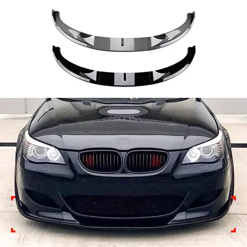 For BMW 5 Series E60 E61 M5 2005-2010 Front Bumper Spoiler Lip Carbon Fiber Look/Gloss Black Car Lower Splitter Body Kit Blade