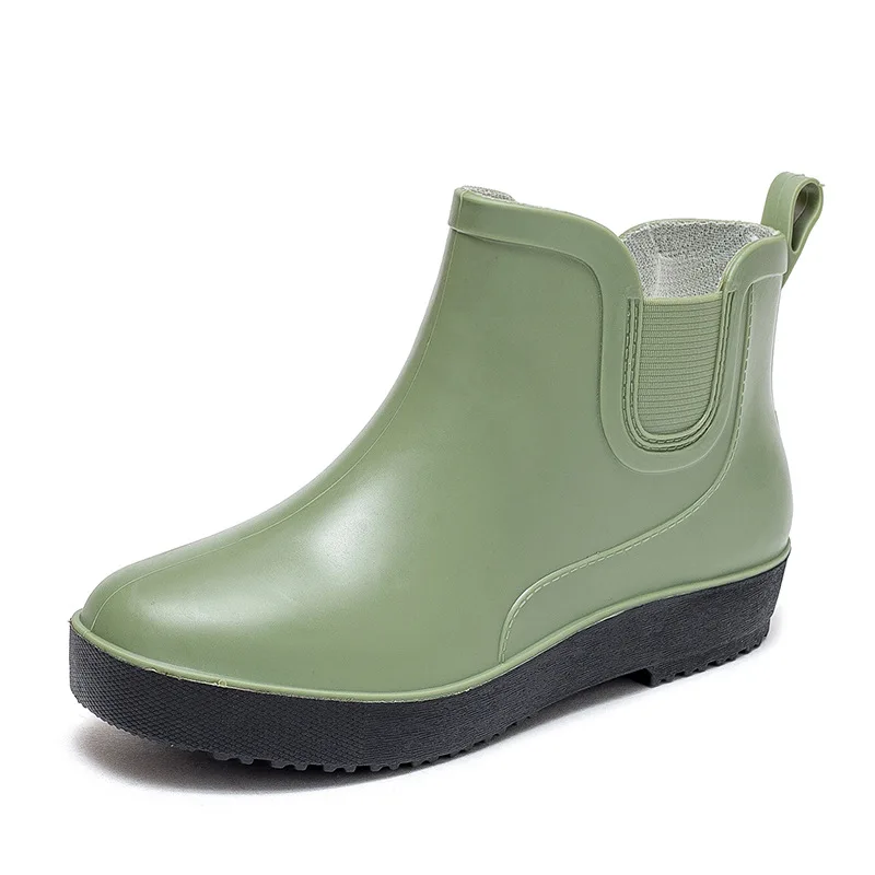 Zapatos de lluvia de fondo plano de tubo corto para mujer, zapatos de agua de temporada, aislamiento de algodón, zapatos de goma para lluvia al aire libre, invierno, nuevo