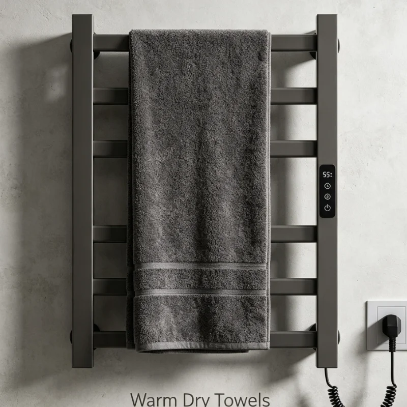 Electric Heated Towel Warmer Wall Mount Bathroom Dryer with Digital Timer and Temperature Control