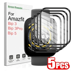 전체 곡선 스크린 보호대, Amazfit Bip 3/3 Pro/5 스마트 워치 액세서리, 투명 소프트 보호 필름, 강화 유리 아님