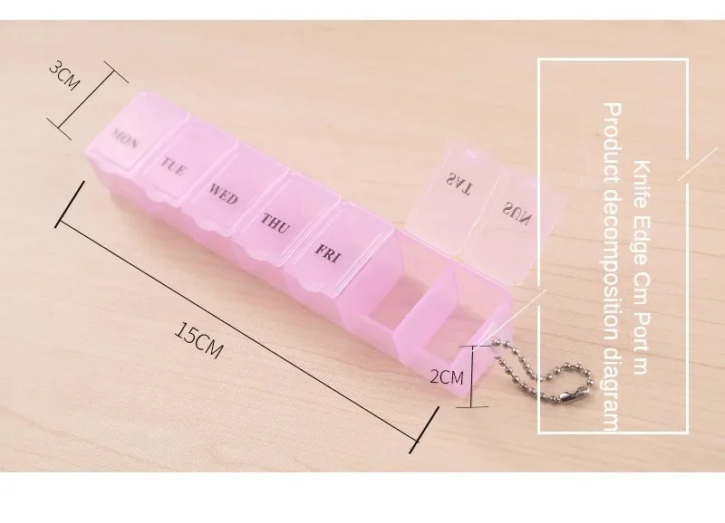 Caja de medicina para pastillas, organizador de almacenamiento semanal, contenedor, divisores, 3 colores, 7 días