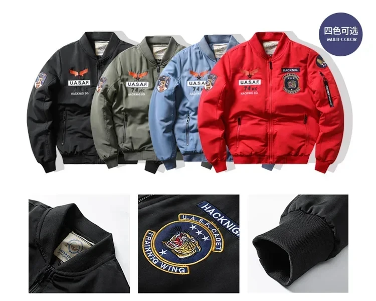 Neue Winter-Baumwoll-Fliegerjacken für Herren mit Mehreren Taschen, Modische Bomberjacken für Junge Männer, Lässige Qualitäts-Oberbekleidung – Detail 2