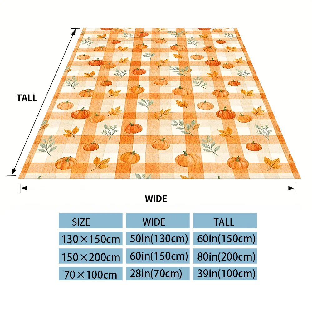 Autumn Pumpkin Gingham Flannel Blankets Are Suitable For Sofas, Men's Room Decorations, Thick And Warm Gifts For Teenagers