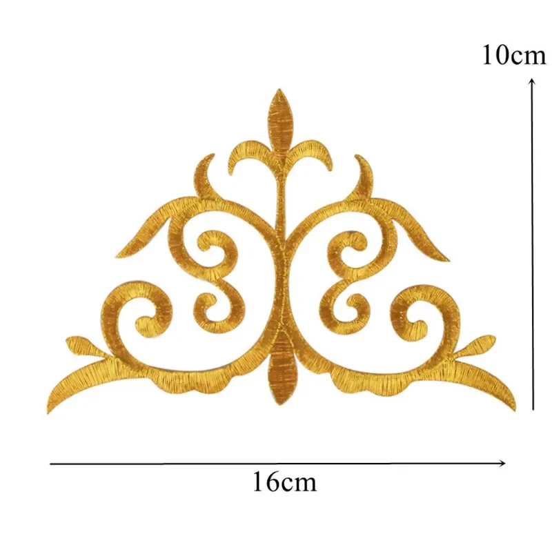 Gold Silver Embroidery Baroque Flower Applique Iron Sew On Patch For Wedding Bridal Gown Clothes Fabric Dress Decor DIY Crafts