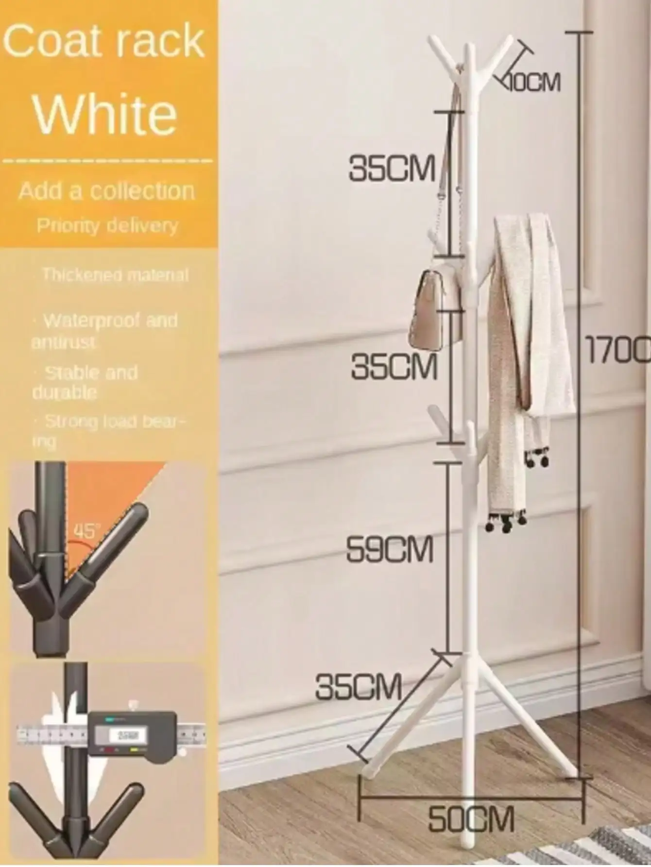 ミニマリストフロアスタンドコートラック – 軽量シングルポールハット＆ガーメントハンガー