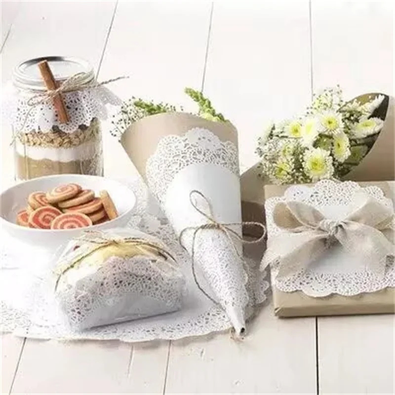 3.5″ 4.5″ -9.5″ 12.5″ Lace Paper Doyleys Oil Absorbent Paper Doilies For Wedding Party Cake Dessert Christmas Table Decor