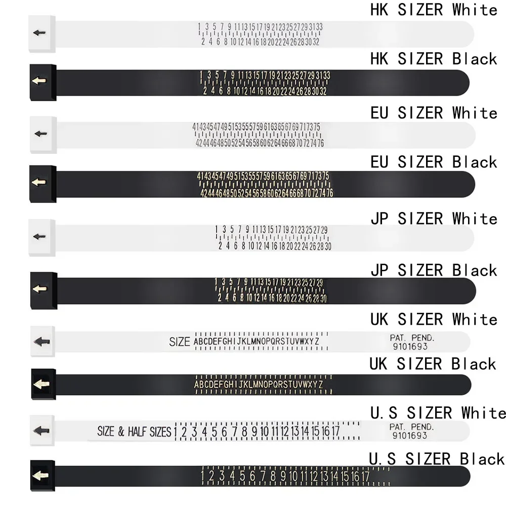 Plastic UK US EU JP HK Size Ring Size Measuring Tools Finger Gauge Ring Sizer Belt Measurement Tool Jewelry Accessories
