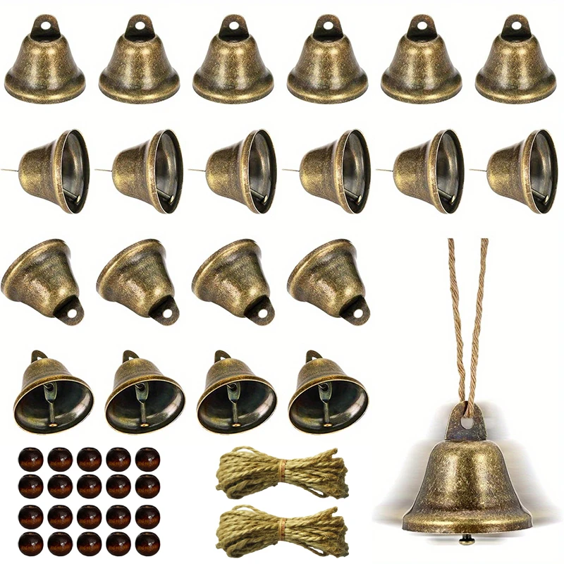 Vintage Brass Jingle Bells 38mm Small DIY Beeds Rope Crafts Kits Wind Chimes Housebreaking Dog Training Wedding Christmas Decor