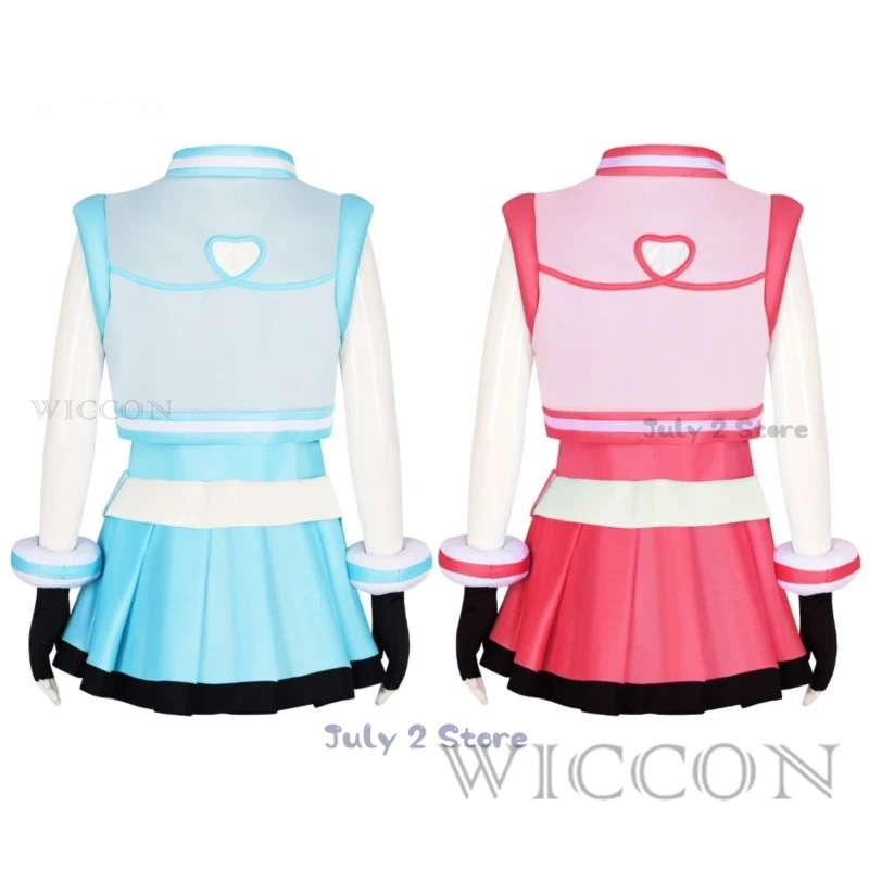 Power Cos Puff Girls Cosplay Costume Hyper Blossom Rolling Bubbles Costume Vest Coat Dress Outfit Hairband Gloves Belt