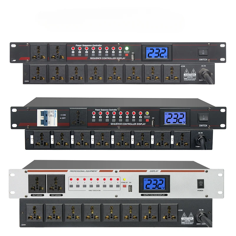 Professional Stage 8/10-channel High-Power Power Sequencer Universal Socket Sequence Controller With Independent Switches