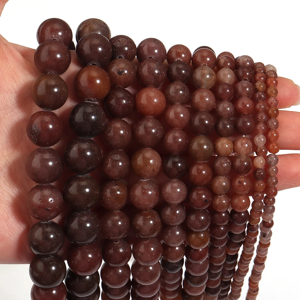 Perles rondes en Aventurine rouge naturelle de 4 à 12mm, perles d'espacement en vrac pour la fabrication de bijoux, bracelet, collier, accessoires faits à la main