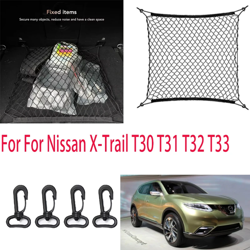 

For Nissan X-TrailT30 T31 T32 T33 Car storage mesh stretchable mesh Nylon Car Rear Cargo Net Trunk Storage Organizer Net