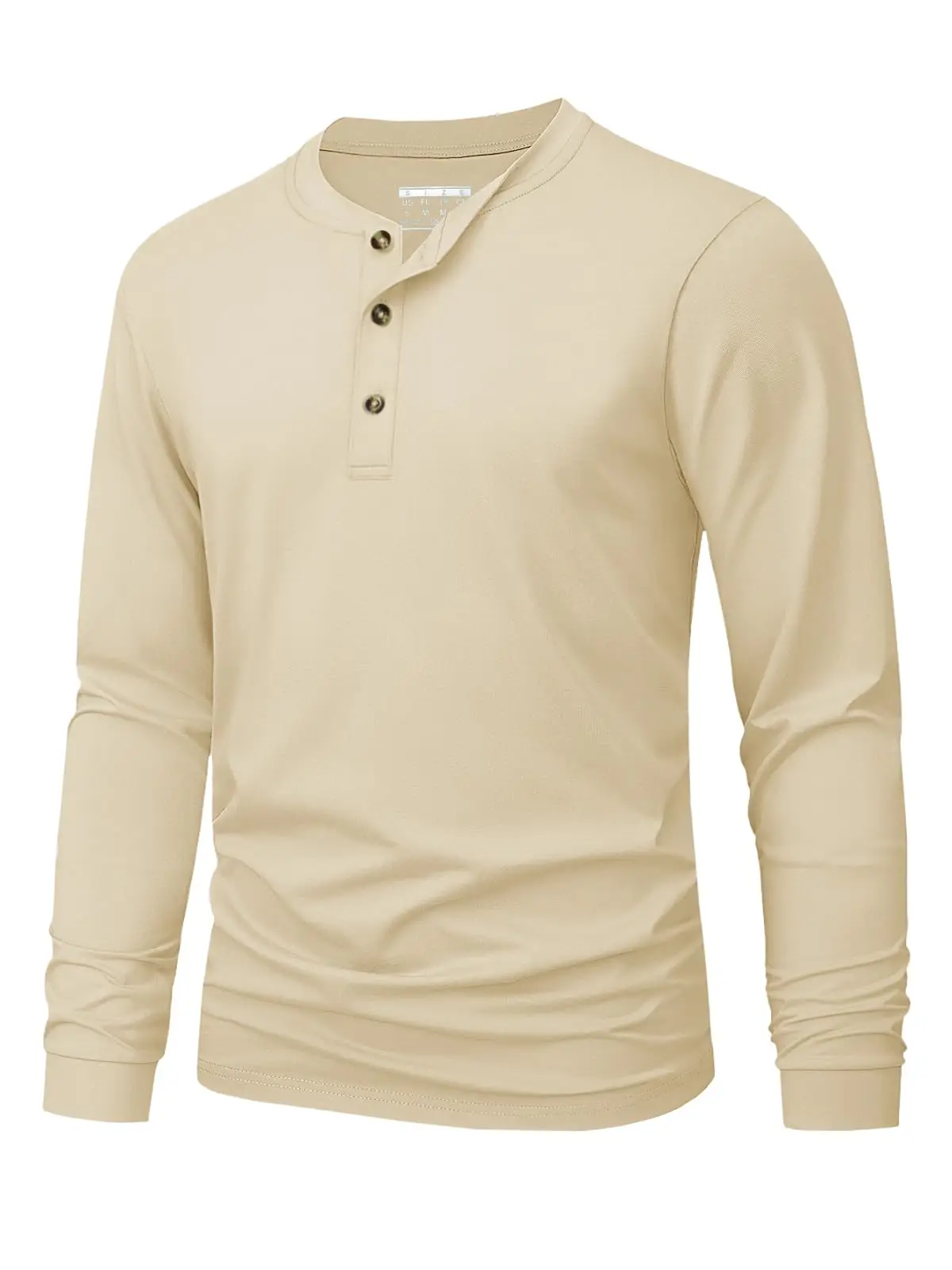 Men's Henley T-Shirt Simple Solid Color Print Long Sleeve T-shirts Fashion Versatile Loose Top Spring and Autumn Casual Clothing - view 2