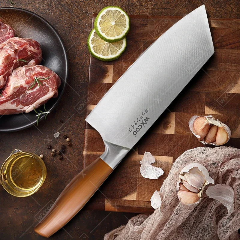 WXCOO Butcher Knife Vegetables Slicing Professional Chopping Knife Japanese Chef Knife Stainless Steel Meat Cleaver Fruit Knife