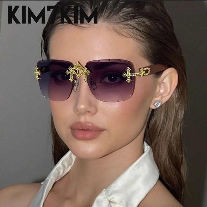 

Rimless Square Sunglasses Women Men 2025 Luxury Vintage Frameless Sun Glasses Unique Cutting Lens Eyewear Steampunk UV400 Shades