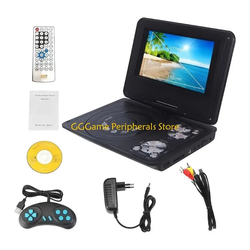 U55B 7.8Inch Wide Screen Disc Player With Speakers Video Auditory Input and Output And FM Radio Receiver