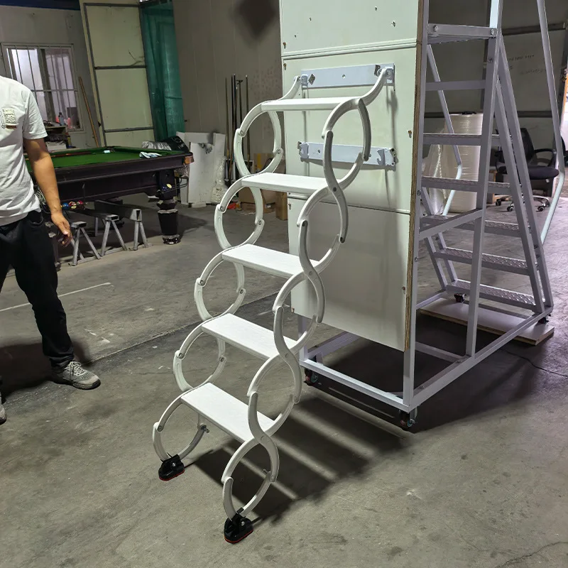 Attic telescopic stairs indoor villa lift duplex stretching simple folding invisible non-slip wall hanging ladder wholesale