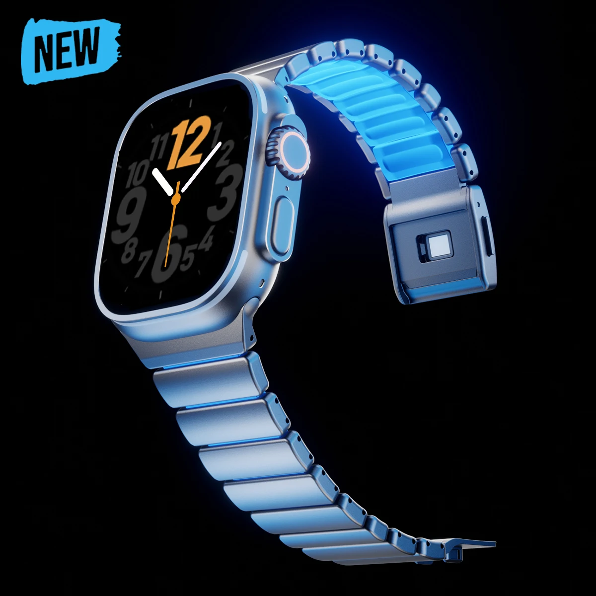 Leuchtendes Titanarmband für Apple Watch Ultra 3/2 49mm Serie 11 10 46mm Metallband Iwatch 9 8 7 45mm SE3 44mm Silikon Magnetisch