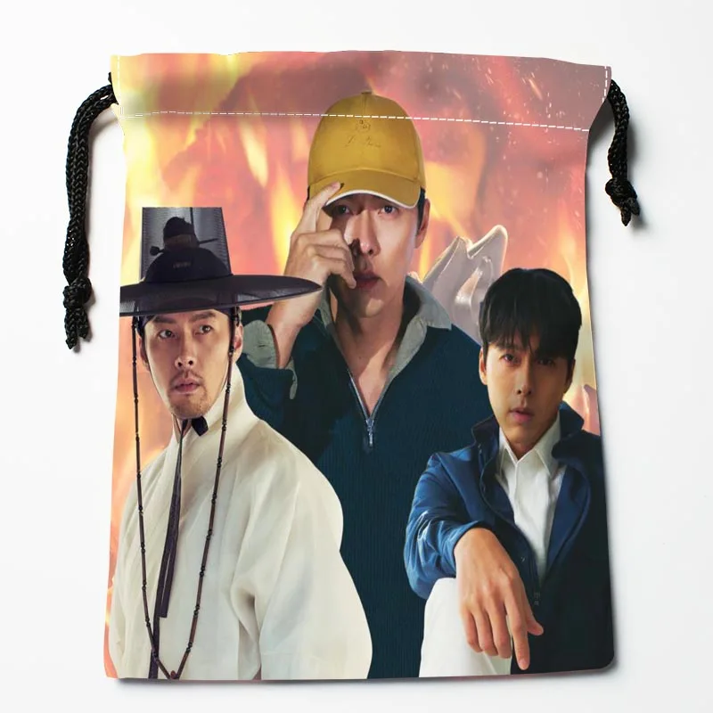 Funny Hyun Bin KPOP borse con coulisse 18 x22cm morbido tessuto di raso riutilizzabile borsa per vestiti borsa per scarpe borse 1014