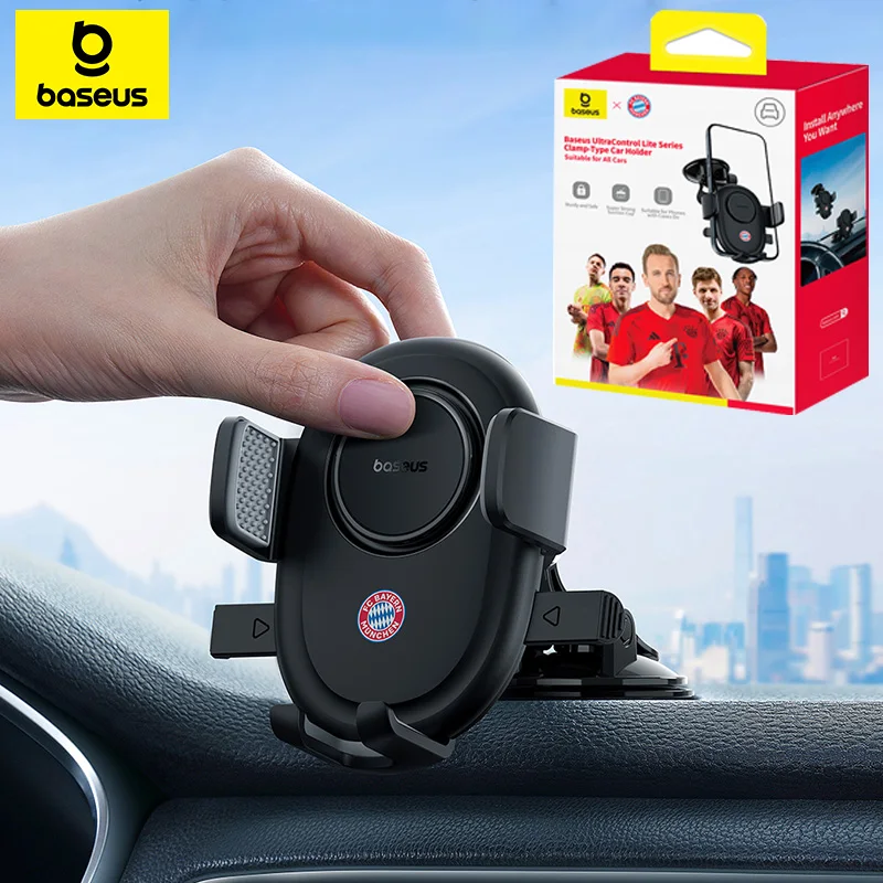 【FC Bayern Collaboration】Baseus Universal Cell Phone Mount for Dashboard Phone Holder Mount for Car Strong Suction Hands-Free
