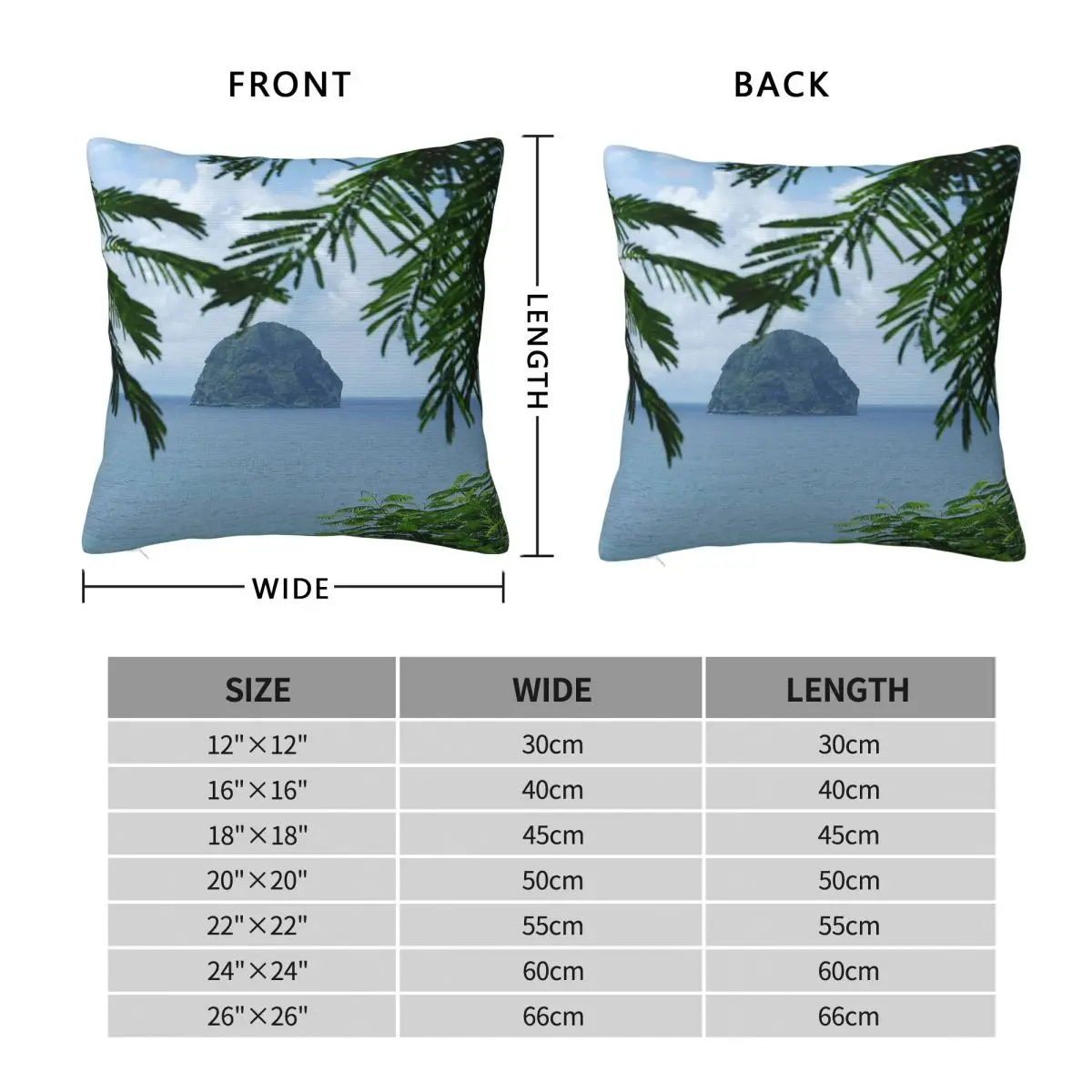 Rocher Du Diamant Martinique Square Pillowcase Polyester Linen Velvet Creative Zip Decorative Bed Cushion Case