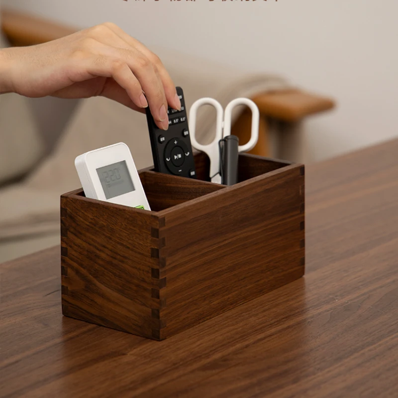 Elegant Wooden Storage Boxes, Refined Desk Organizer with Division Grid, Multi-Functional Holder for Remote Controls Small Items