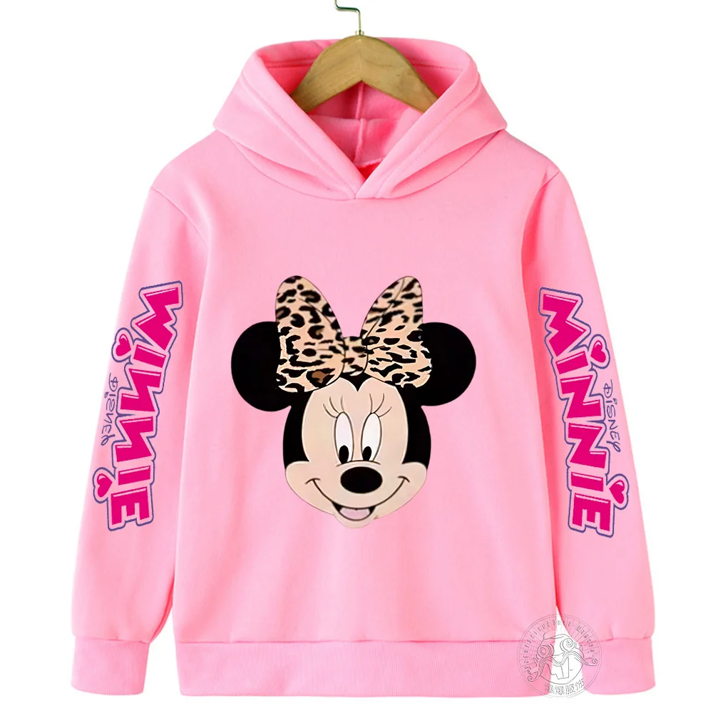 

Disney Minnie Harajuku Printed Children's Hoodie for 3-14 Years Old Autumn Street Fashion Girls Sweatshirt Outdoor Sports Pullov