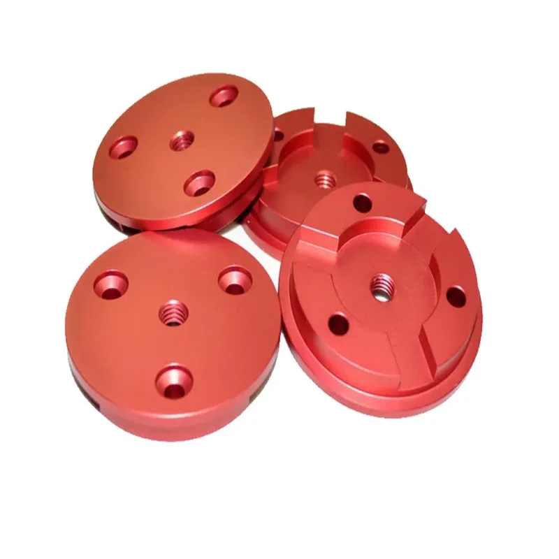 Custom CNC machined red anodized aluminum alloy ring mechanical with hole connection gasket / riser piece