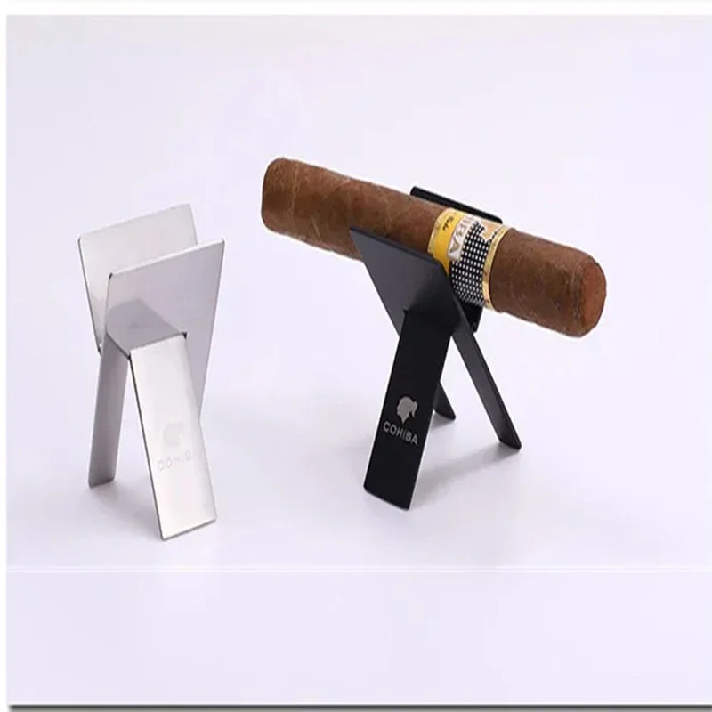 Stainless Steel Cigar Ashtray Holder Steel Practical Gadgets Silver Foldable Rack Cigar Stand Tray Smoking Utensil Accessories