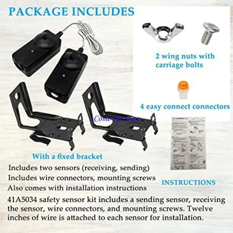 M6CF Garage Door Photo Replacement Set with Two Units for 41A5034, Black Housing and Metal Mount Parts for Residential