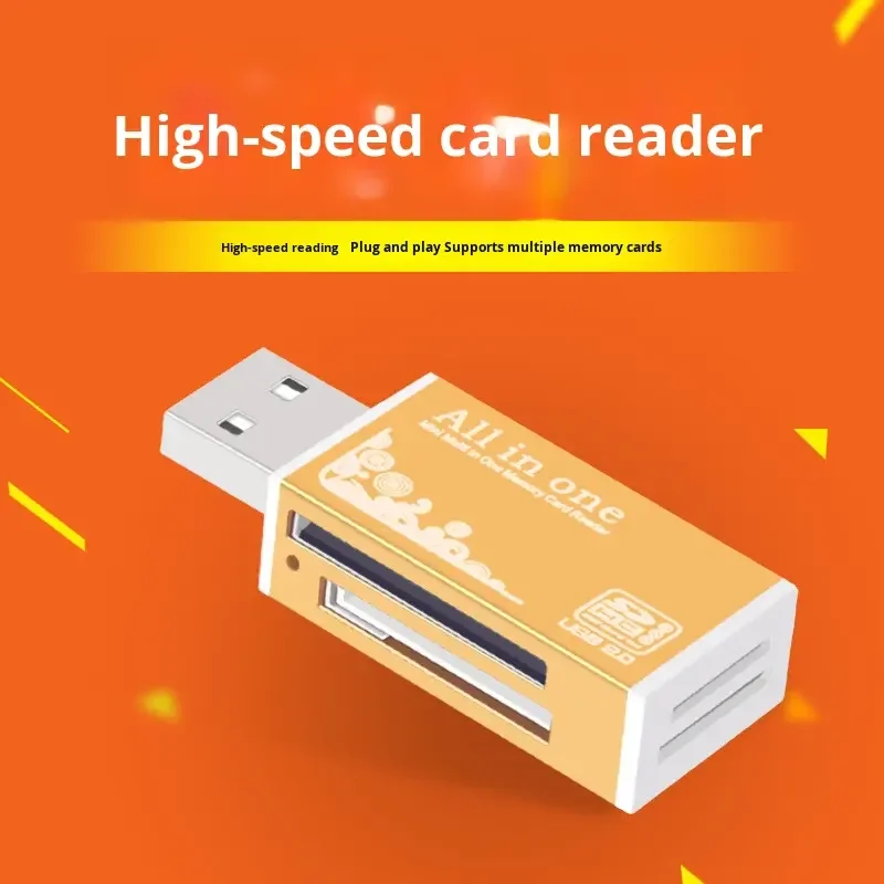 Alloy Card Reader 4 Ports USB2.0 Micro SD TF M2 MS Pro Duo MMC SDHC DV Phone Camera Memory Card Adapter with LED Indicator