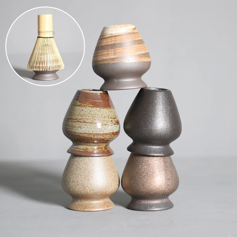 اليابانية الخشنة الفخار ماتشا الشاي Chasen حامل حامل وعاء الخيزران خفقت طاحونة أدوات الشاي حامل الشاي اكسسوارات الشاي #2