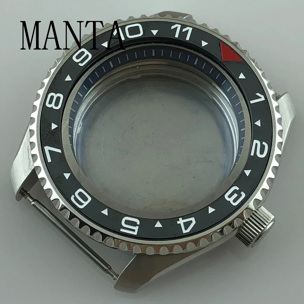 Корпус из нержавеющей стали MANTA 42 мм, черное декоративное кольцо, сапфировое стекло, подходит для NH35NH36, детали для часов с механизмом