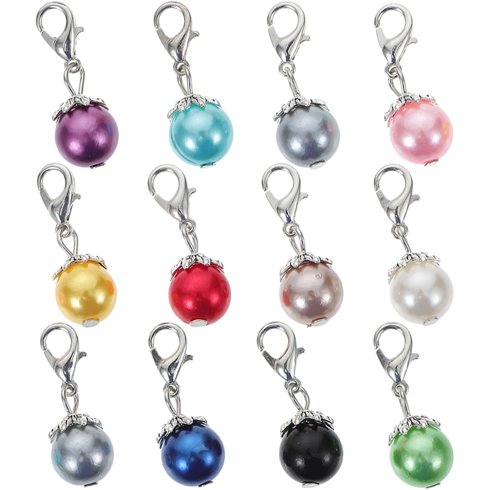 

12Pcs Lobster Clasp Pendant Imitation Pearl DIY Jewelry Accessories Charms for Making Earrings Bracelets Decorative Pearl Charms
