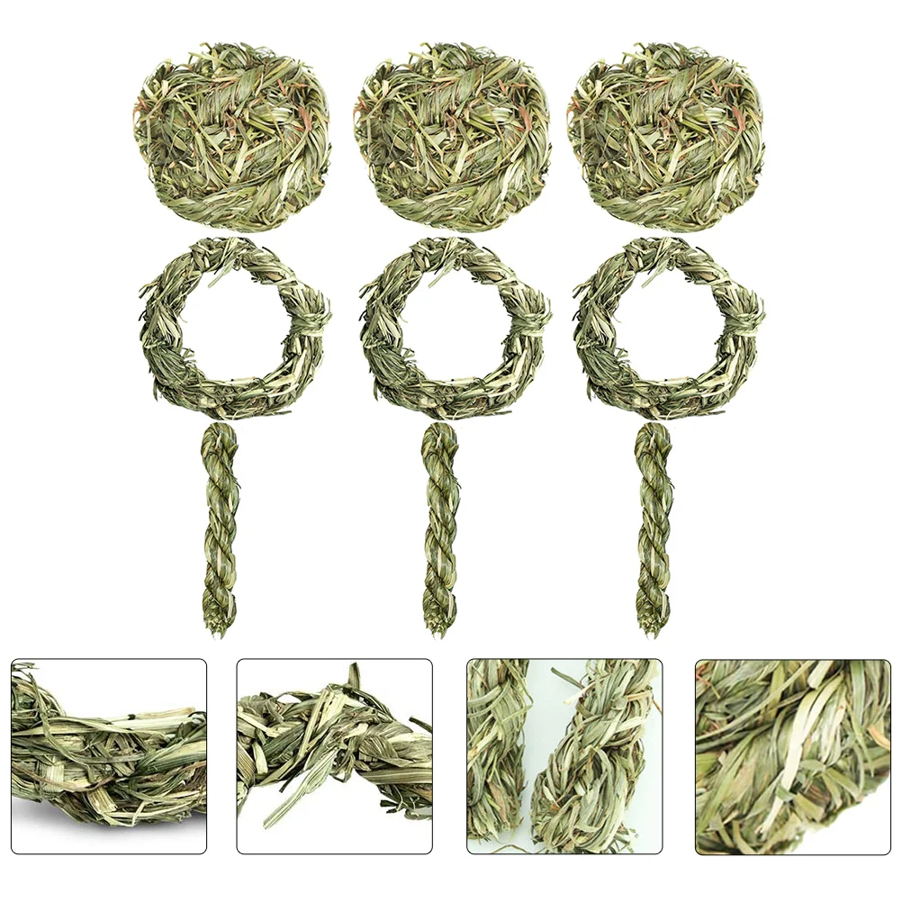 

9 Pcs Pet Supplies Grass Ball Toy Small Molar Snack Rodent Teeth Grinding Prop Green