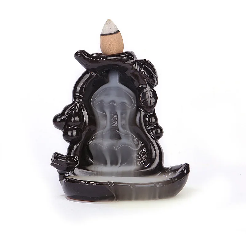 Backflow Incense Burner Ceramic Waterfall Incense Stick Burner Zen Censer Holder Teahouse Yoga Meditation Room Home Decoration