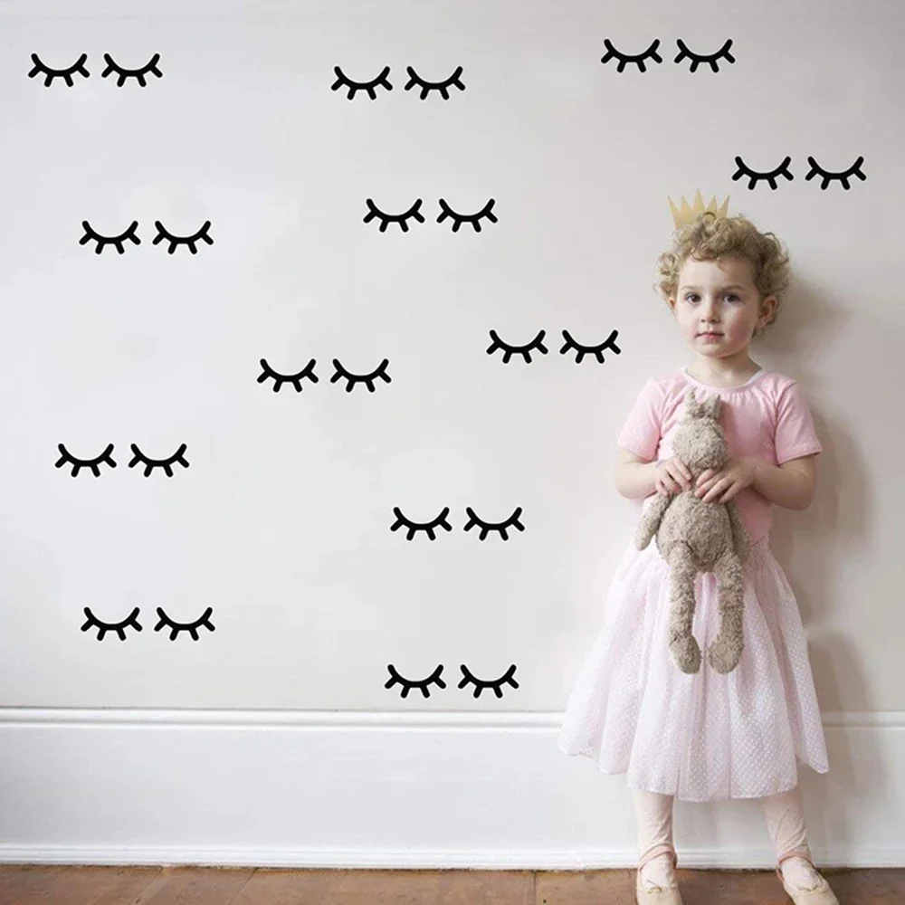 

Kids Room Decoration Eyelash Wall Stickers Cute Baby Room Stickers Nordic Girl Bedroom Decor