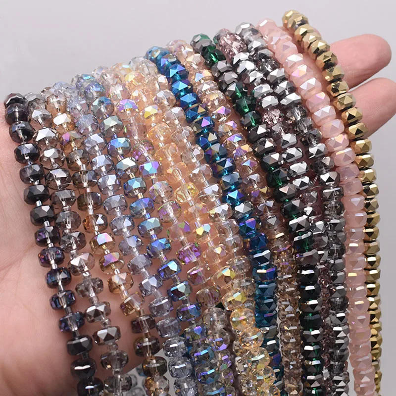 New Color 8mm 30pcs/bag Wheel Shape Crystal Glass Beads Faceted Round Glass Loose Beads For Jewelry Making DIY Bracelets