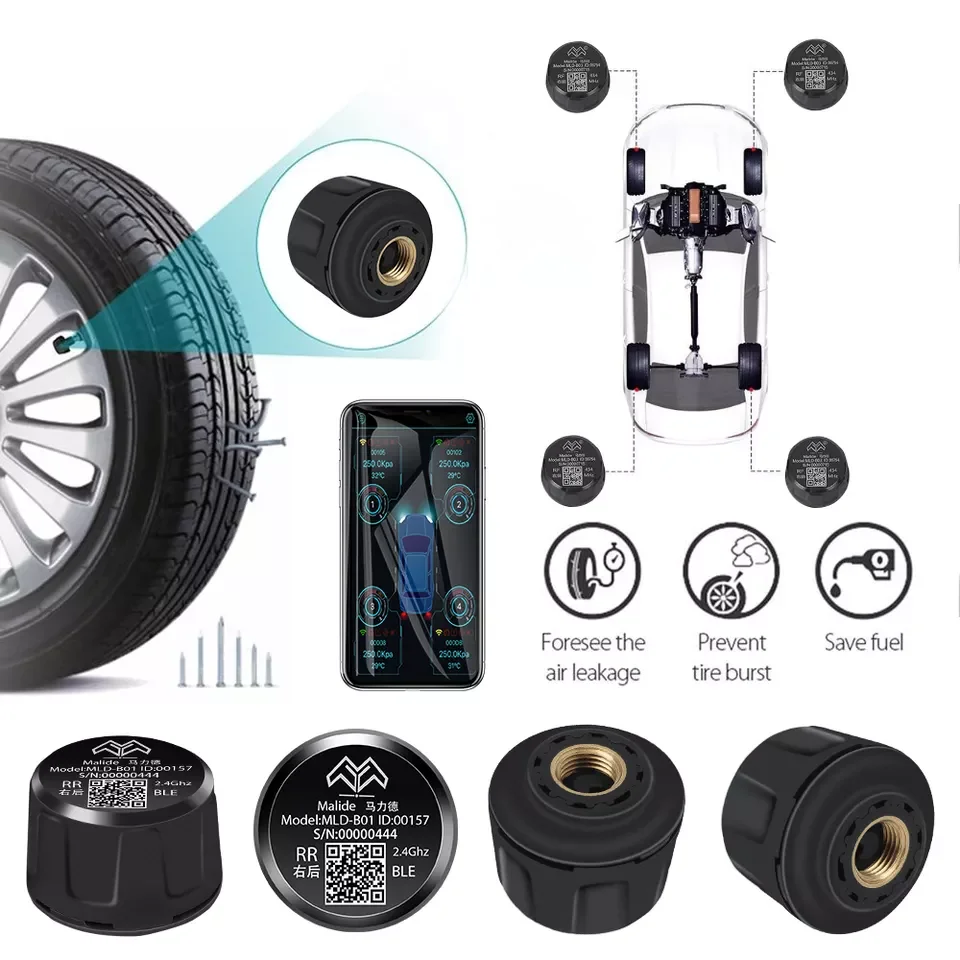 BLE5.0 Tpms アプリ タイヤ空気圧監視システム 車用 自動ワイヤレスセンサー Android Bluetooth Tpms