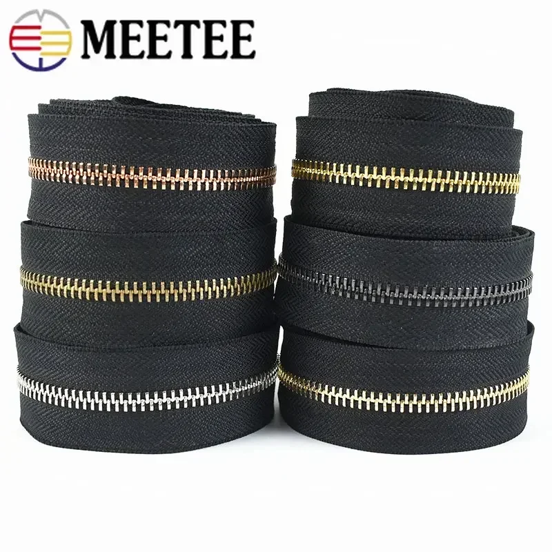 1/2/4Yards 3# 5# 8# Metal Zipper Tape Roll Zippers For Bags Shoes By The Yards Zips Repair Kit DIY Clothing Sewing Accessories