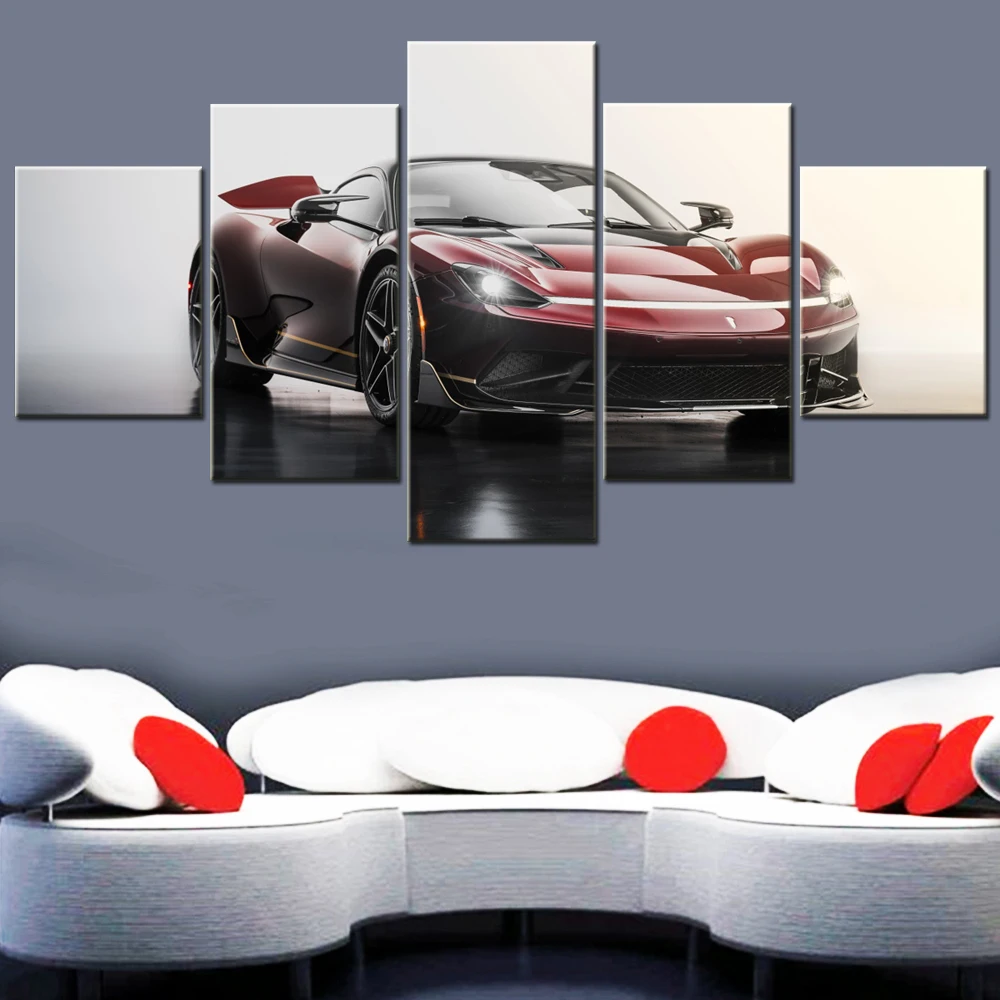 

5 Pieces Canvas Wall Arts Poster Painting Cars Automobili Pininfarina Battista Novantacinque Wallpaper Home Decor Picture Print